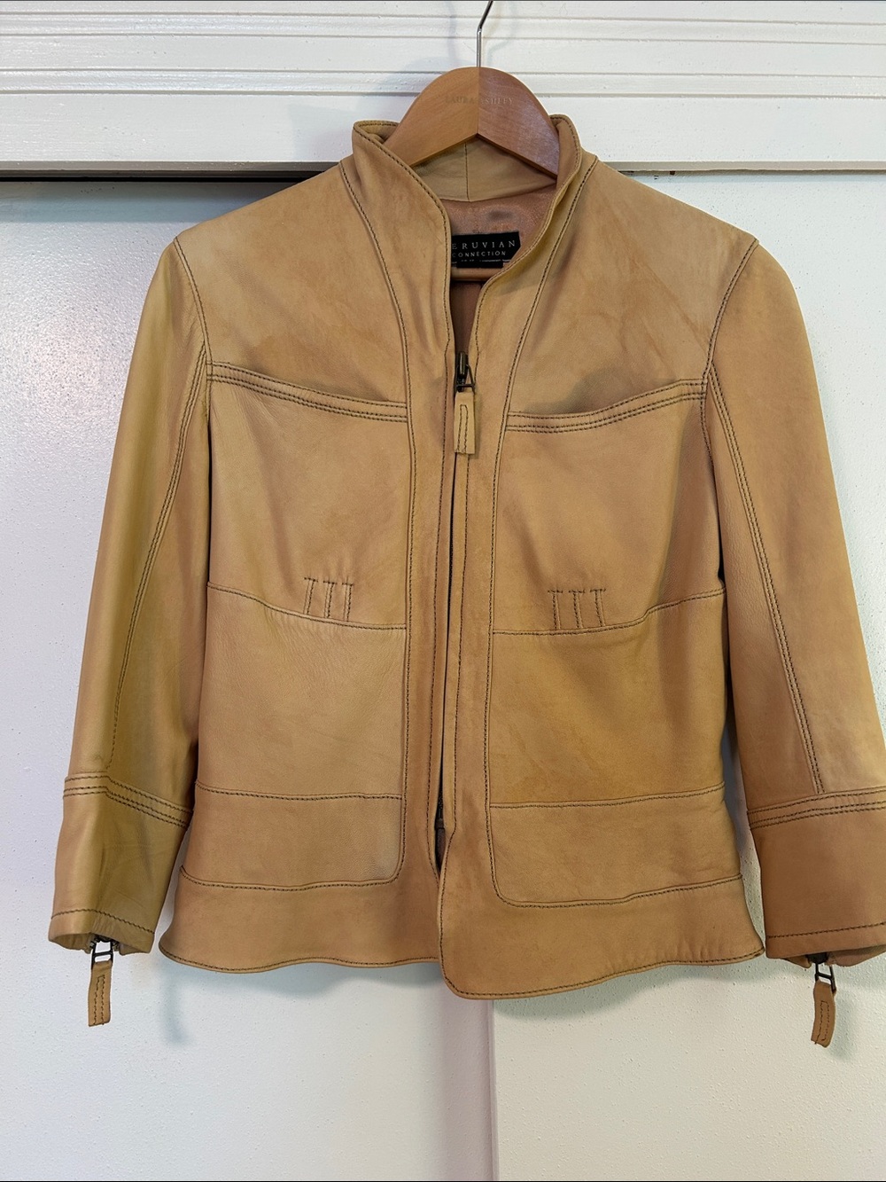 Peruvian Connection Tan Leather Zip Jacket